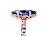 Rose gold Marquise Cut Blue Sapphire Solitaire Ring with Pavé Band and Four-Prong Setting_29
