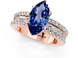Rose gold Marquise Cut Blue Sapphire Solitaire Ring with Pavé and Channel Set Band_1
