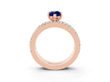 Rose gold Marquise Cut Blue Sapphire Solitaire Ring with Pavé and Channel Set Band_3