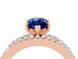 Rose gold Marquise Cut Blue Sapphire Solitaire Ring with Pavé and Channel Set Band_4