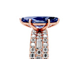Rose gold Marquise Cut Blue Sapphire Solitaire Ring with Pavé and Channel Set Band_5