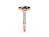Rose gold Marquise Cut Blue Sapphire Solitaire Ring with Round  Pavé Band and Four-Prong Setting_46