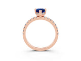 Rose gold Marquise Cut Blue Sapphire Solitaire Ring with Round  Pavé Band and Four-Prong Setting_47