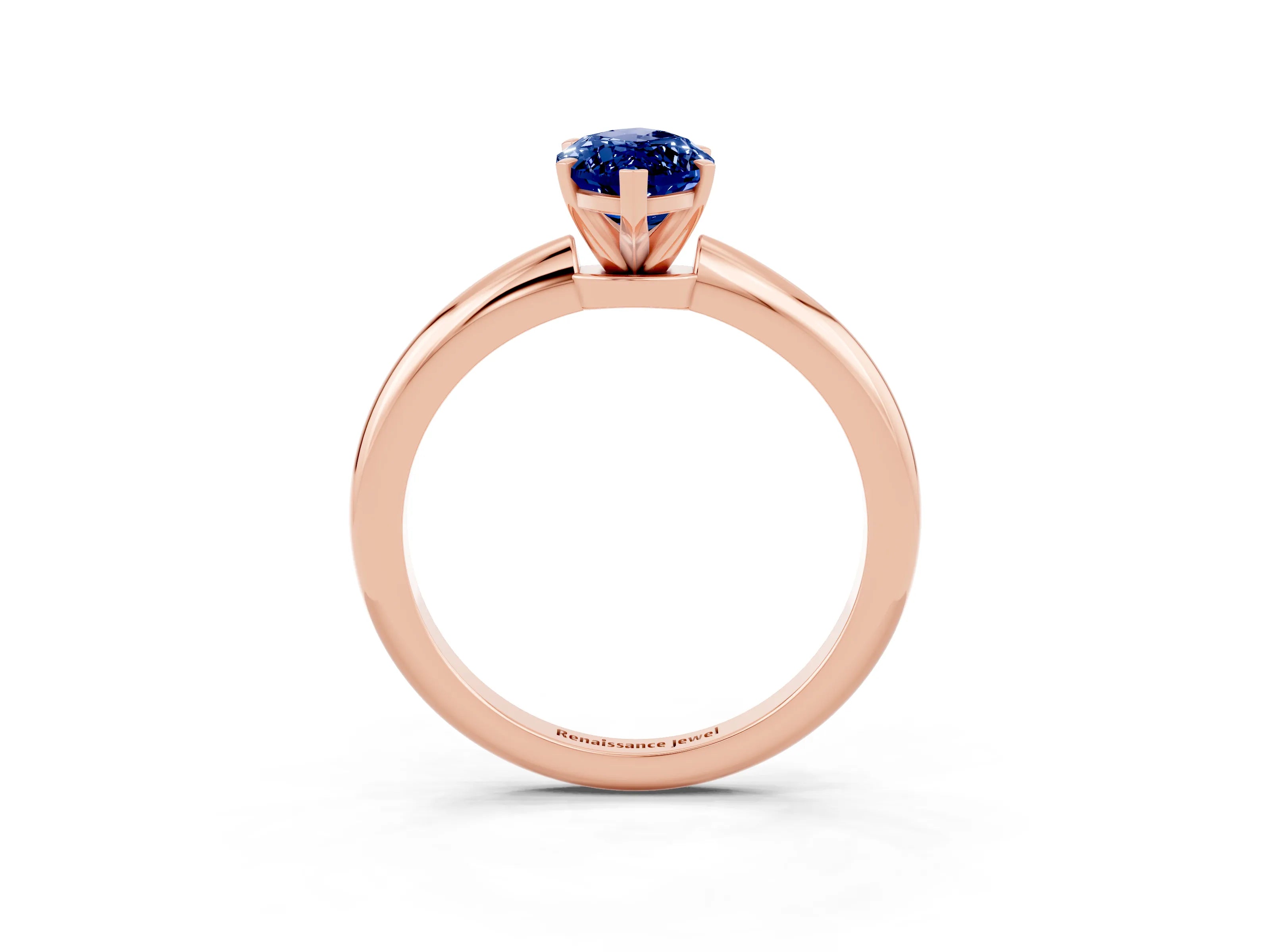 Rose gold Marquise Cut Blue Sapphire Solitaire Ring with Six-Prong Setting and Classic Band_3
