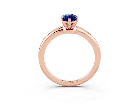 Rose gold Marquise Cut Blue Sapphire Solitaire Ring with Six-Prong Setting and Classic Band_3