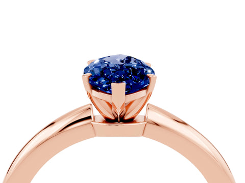 Rose gold Marquise Cut Blue Sapphire Solitaire Ring with Six-Prong Setting and Classic Band_4