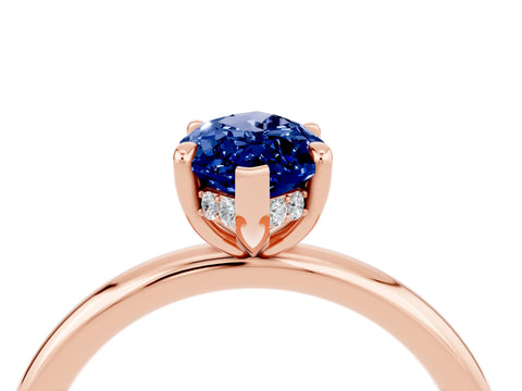 Rose gold Marquise Cut Blue Sapphire Solitaire Ring with Thin Band and Four-Prong Setting_16