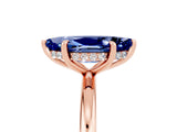 Rose gold Marquise Cut Blue Sapphire Solitaire Ring with Thin Band and Four-Prong Setting_17
