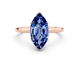 Rose gold Marquise Cut Blue Sapphire Solitaire Ring with Thin Band and Prong Setting_12