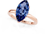 Rose gold Marquise Cut Blue Sapphire Solitaire Ring with Thin Band and Prong Setting_13