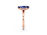 Rose gold Marquise Cut Blue Sapphire Solitaire Ring with Thin Band and Prong Setting_14