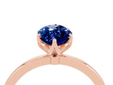Rose gold Marquise Cut Blue Sapphire Solitaire Ring with Thin Band and Prong Setting_16