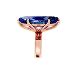 Rose gold Marquise Cut Blue Sapphire Solitaire Ring with Thin Band and Prong Setting_17