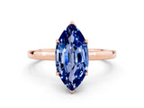 Rose gold Marquise Cut Blue Sapphire Solitaire Ring with Thin Band and Prong Setting_36