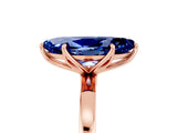 Rose gold Marquise Cut Blue Sapphire Solitaire Ring with Thin Band and Prong Setting_41