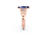 Rose gold Marquise Cut Blue Sapphire Solitaire Ring with Wide Band and Prong Setting_2