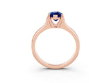 Rose gold Marquise Cut Blue Sapphire Solitaire Ring with Wide Band and Prong Setting_3