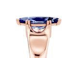 Rose gold Marquise Cut Blue Sapphire Solitaire Ring with Wide Band and Prong Setting_5