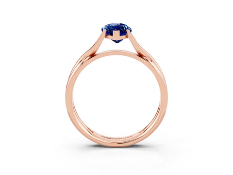 Rose gold Marquise Cut Blue Sapphire Solitaire Twist Band Prong Setting Ring_51