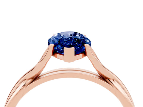 Rose gold Marquise Cut Blue Sapphire Solitaire Twist Band Prong Setting Ring_52