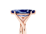 Rose gold Marquise Cut Blue Sapphire Solitaire Twist Band Prong Setting Ring_53