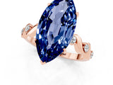 Rose gold Marquise Cut Blue Sapphire Solitaire Twisted Band with Round  Accents and Prong Setting_13