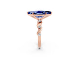 Rose gold Marquise Cut Blue Sapphire Solitaire Twisted Band with Round  Accents and Prong Setting_14