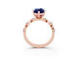 Rose gold Marquise Cut Blue Sapphire Solitaire Twisted Band with Round  Accents and Prong Setting_15