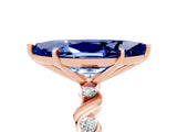 Rose gold Marquise Cut Blue Sapphire Solitaire Twisted Band with Round  Accents and Prong Setting_17