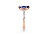 Rose gold Marquise Cut Blue Sapphire Solitaire with Side Baguettes and Channel Set Band_2