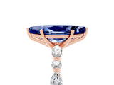 Rose gold Marquise Cut Blue Sapphire Solitaire with Side Stones on a Pavé Band and Four-Prong Setting_5