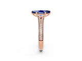 Rose gold Marquise Cut Blue Sapphire Split Shank Engagement Ring with Pavé Band_2