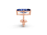 Rose gold Marquise Cut Blue Sapphire Stud Earrings_37