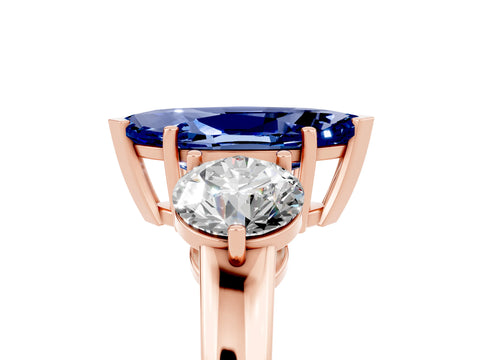 Rose gold Marquise Cut Blue Sapphire Three-Stone Ring with Prong Setting and Classic Band_5