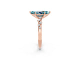 Rose gold Marquise Cut Blue Topaz Cluster Side Stone Solitaire Ring with Prong Setting_26