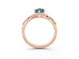 Rose gold Marquise Cut Blue Topaz Cluster Side Stone Solitaire Ring with Prong Setting_27