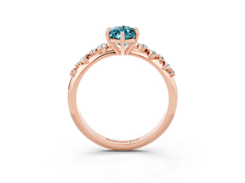 Rose gold Marquise Cut Blue Topaz Cluster Side Stone Solitaire Ring with Prong Setting_27