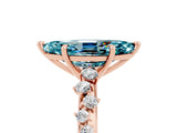 Rose gold Marquise Cut Blue Topaz Cluster Side Stone Solitaire Ring with Prong Setting_29