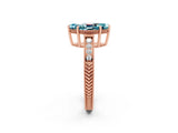 Rose gold Marquise Cut Blue Topaz Engagement Ring with Milgrain Channel Set Band and Prong Setting_2