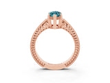 Rose gold Marquise Cut Blue Topaz Engagement Ring with Milgrain Channel Set Band and Prong Setting_3