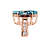 Rose gold Marquise Cut Blue Topaz Engagement Ring with Milgrain Channel Set Band and Prong Setting_5
