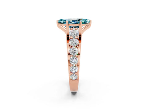 Rose gold Marquise Cut Blue Topaz Engagement Ring with Pavé Band and Four-Prong Setting_2