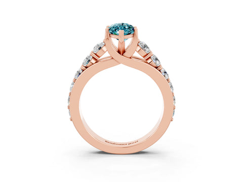 Rose gold Marquise Cut Blue Topaz Engagement Ring with Pavé Band and Four-Prong Setting_3