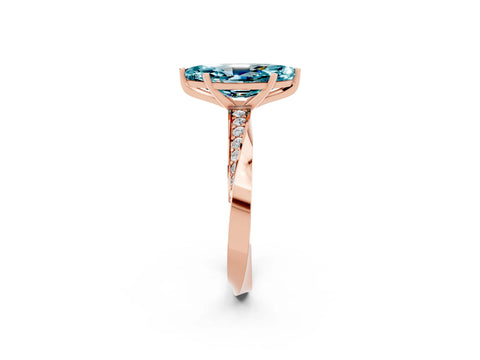 Rose gold Marquise Cut Blue Topaz Engagement Ring with Side Stone Accents and Four-Prong Setting_29