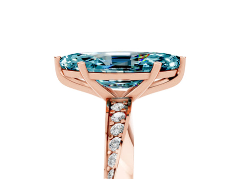 Rose gold Marquise Cut Blue Topaz Engagement Ring with Side Stone Accents and Four-Prong Setting_32