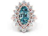 Rose gold Marquise Cut Blue Topaz Floral Double Halo Engagement Ring with Prong Setting_62