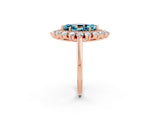 Rose gold Marquise Cut Blue Topaz Floral Double Halo Engagement Ring with Prong Setting_64
