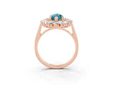 Rose gold Marquise Cut Blue Topaz Floral Double Halo Engagement Ring with Prong Setting_65