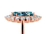 Rose gold Marquise Cut Blue Topaz Floral Double Halo Engagement Ring with Prong Setting_67