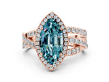 Rose gold Marquise Cut Blue Topaz Halo Ring with Round Split Shank and Prong Setting_60